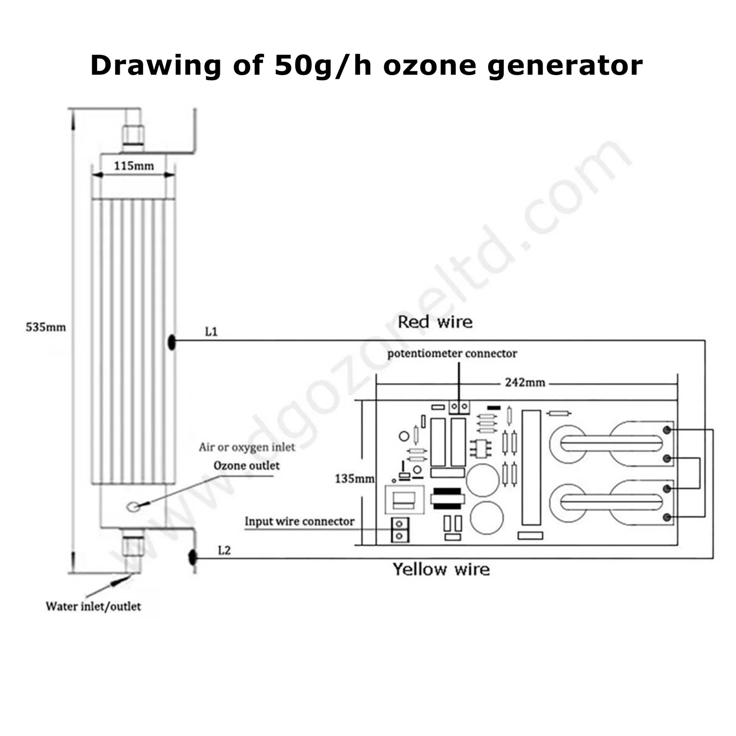 40g 50g Adjustable ceramic tube ozone generator for water treatment Industrial ozonator system ozone factory  DGOzone