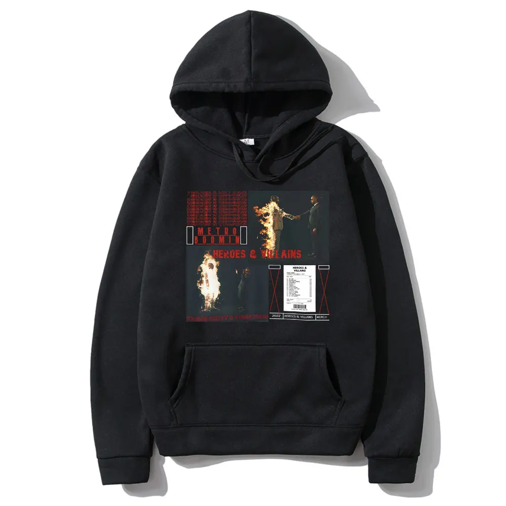 Awesome Rapper Metro Boomin Heroes & Villains Album Cover Print Hoodie Men Women Hip Hop Oversized Pullover Male Vintage Hoodies