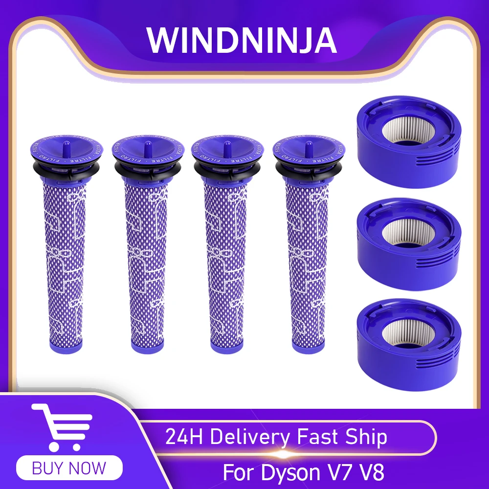 مرفق مرشح لقطع غيار المكنسة الكهربائية اللاسلكية Dyson V7 V8، ملحقات بديلة لقطع غيار مجموعة مرشح ما بعد الفلتر المسبق