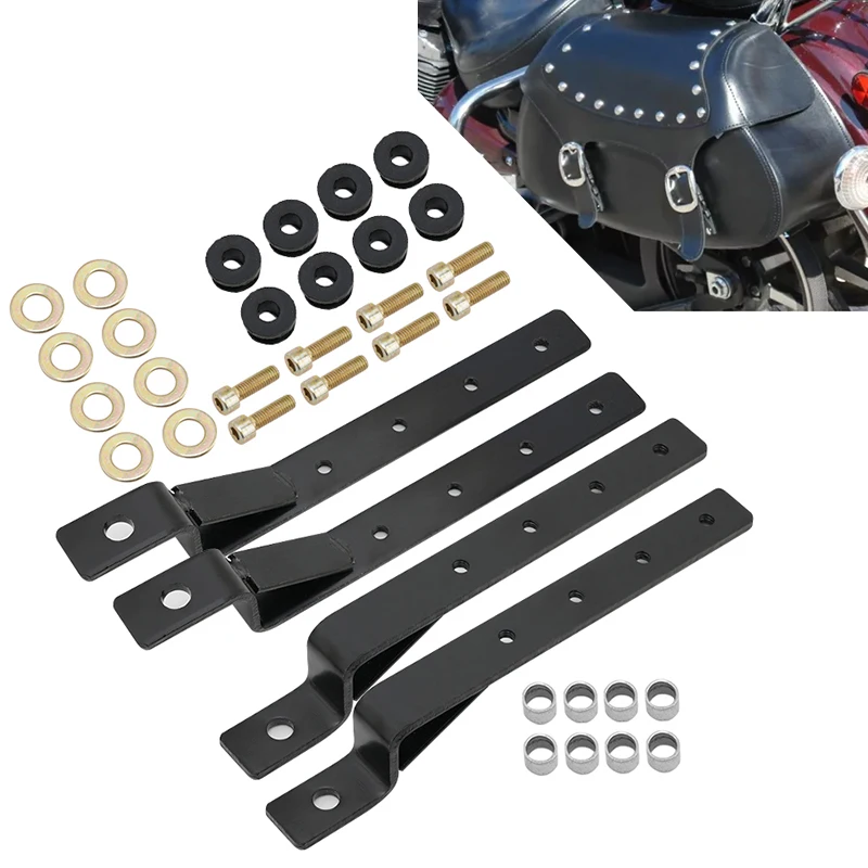 

Universal Motorcycle Black Adjustable Heavy Duty Metal Hard Soft Saddle Bag Saddlebag Mounting Bracket Accessories