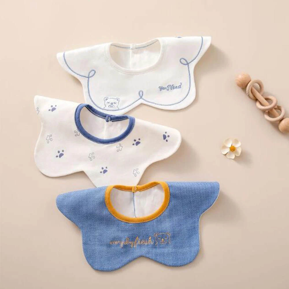 3 Pieces Baby Eating Bibs Waterproof Round Neck 360 Degree Rotatable Teething Drooling Apron Baby Accessories Newborn Boy Girl