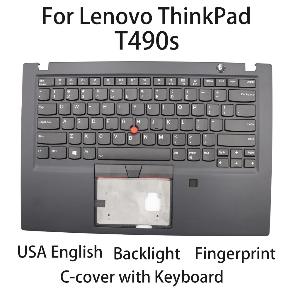 

Новый C-чехол для ноутбука Lenovo ThinkPad T490s с внутренней клавиатурой, английская подсветка США, отпечаток пальца FRU:02HM280 02HM316