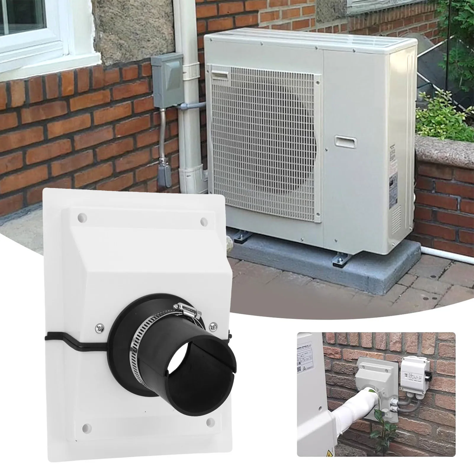 Conjunto de linha de penetração de parede hvac, kit de cobertura de plástico dividido, conjunto de linha ac, capa de parede com junta macia para ar condicionado interno e externo
