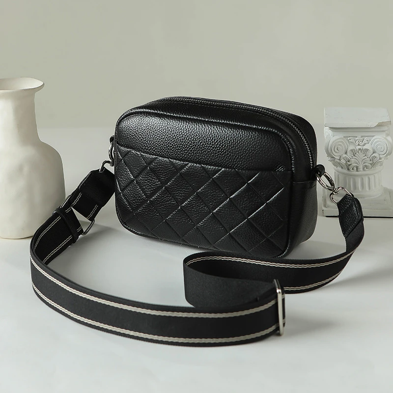 Fashion Genuine Leather Women's Bag Top Layer cowhide Crossbody Bag Versatile Women's Bags Solid Color Small Square Bag