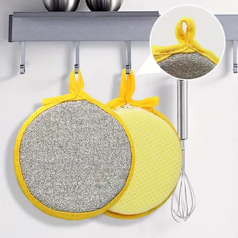 दोहरे तरफा गोल स्पंज कपड़े - रसोई, बर्तन, काउंटरटॉप्स के लिए शोषक डिश स्पंज, जल्दी सूखने वाले और पुन: प्रयोज्य (पीला/G 10 best sales स्पंज - №3