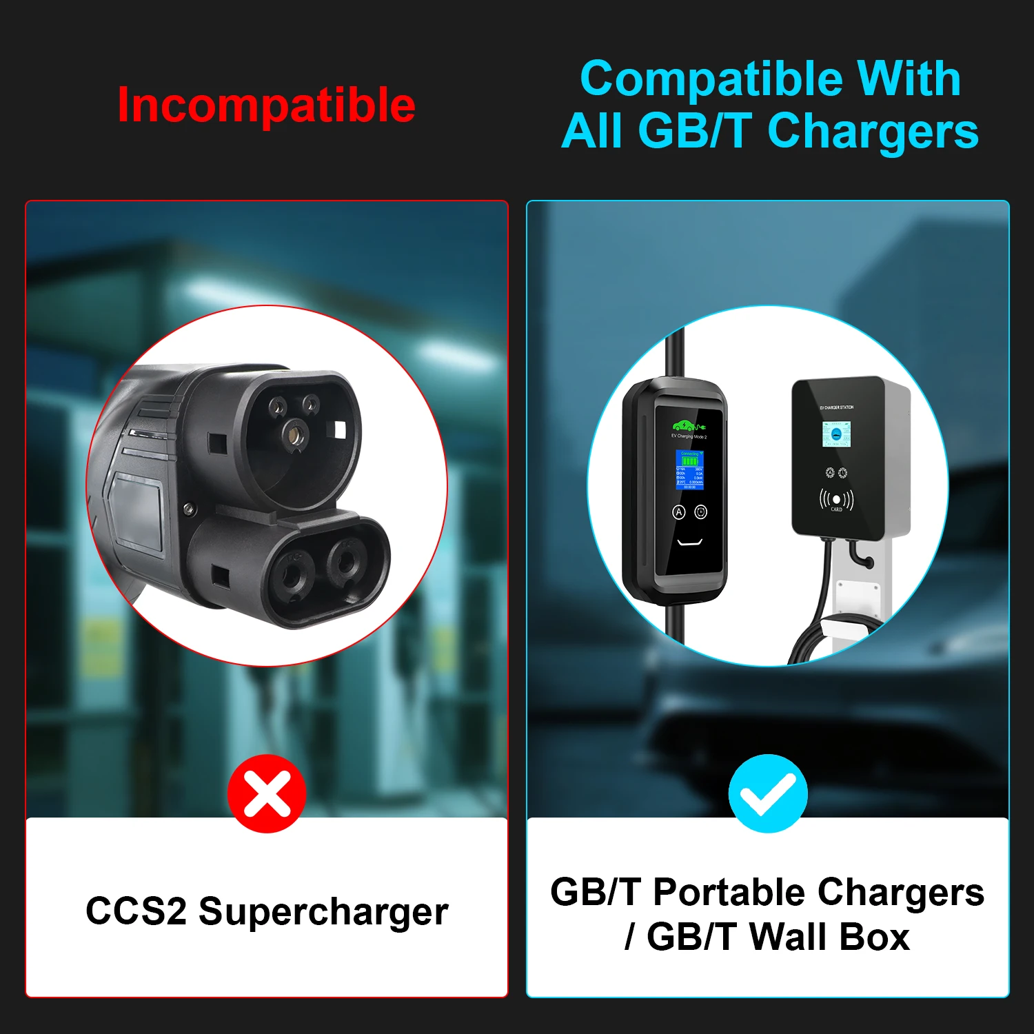 Kolanky GBT to Type 2 EV Charger Converter Adapter 16A 32A for EVSE Charging GB To IEC 62196 Type2 Standard EV Charger Adaptor