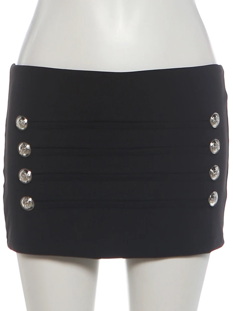 Sisterlinda Chic Trend Rock für Damen, Sexy mit Knopfleiste, Patchwork-Design, Modisch, Vielseitig, Nachtclub-Outfit, Einfache Alltagskleidung – Detail 4