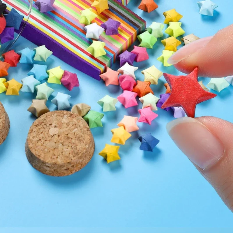 

540 Sheets Gradient Stars Origami Paper Strips Colorful Double-sided Lucky Star Origami DIY Handmade Art Making Home Decoration