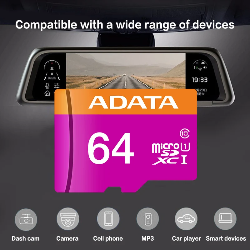 ADATA Original MicroSD Card U1 C10 MicroSDHC 32GB MicroSDXC 64GB High Speed Flash Memory Card USH-I TF Card For Phone Tablet