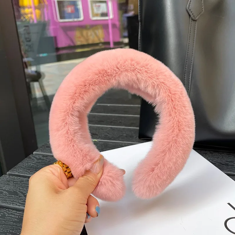 

2024 Women's Luxury Winter Lazy Rabbit Fur Headband High Quality Fur Headband Women's Fashion Headband Furry Gift Headband