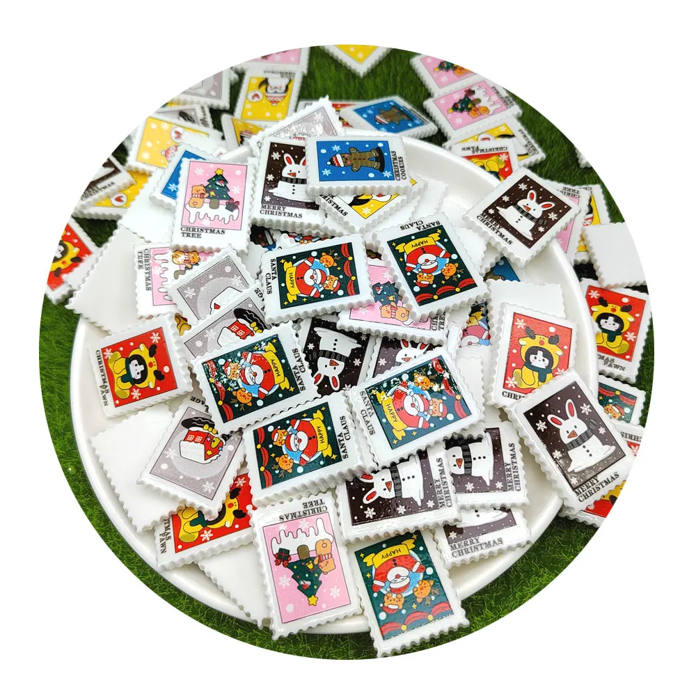 

Winter Holiday Christmas Theme PVC Postage Stamps Charms For Scrapbooking Phone Case Holiday Party Decoration Supplier