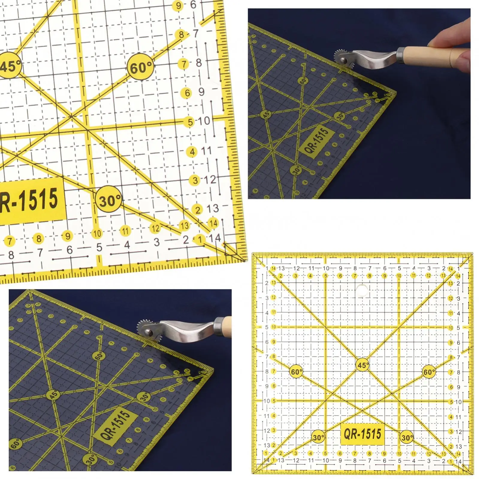 Acrylic 30 60 90 Degree Line DIY Sewing Ruler Quilting Tool for Measuring / Drawing / Crafts, Square Patchwork Ruler Fabric