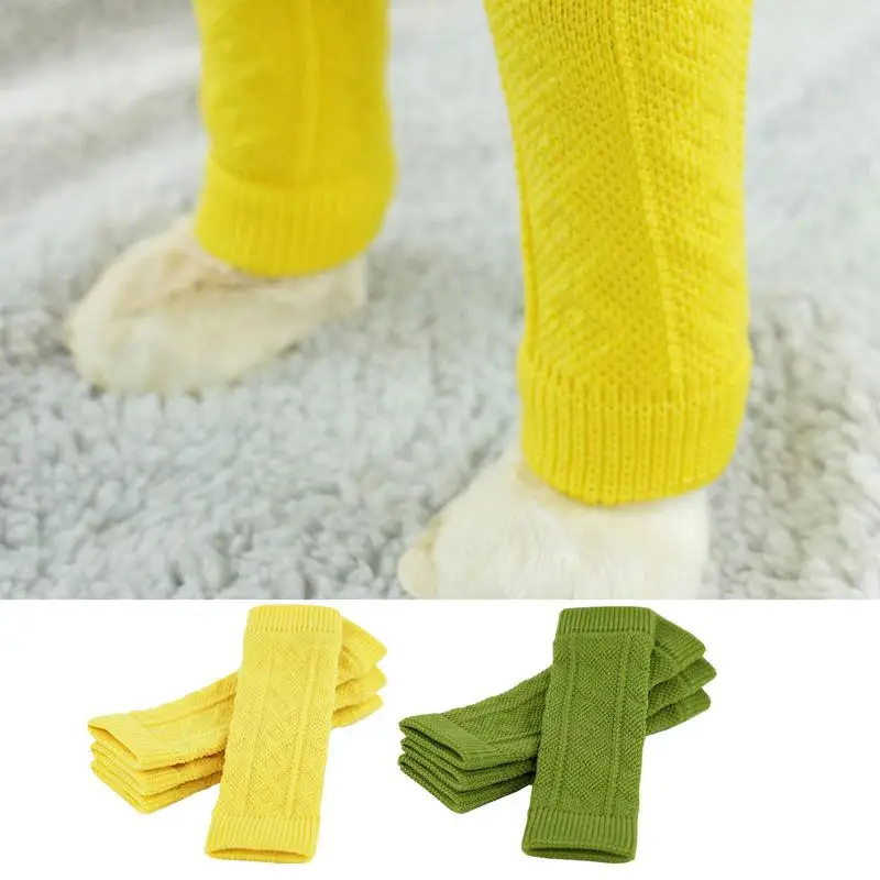 4PCS Knitted Dog Leg Covers Anti-fouling Leg Warmers for Dogs Cats Socks Warm Durable Pet Leg Elbow Protective Sleeve