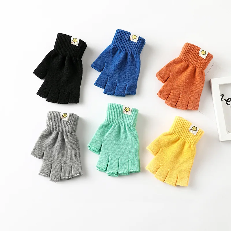 Черные перчатки без пальцев для женщин и мужчин, вязаные хлопковые розовые перчатки на запястье, зимние теплые рабочие варежки для тренировок, новые