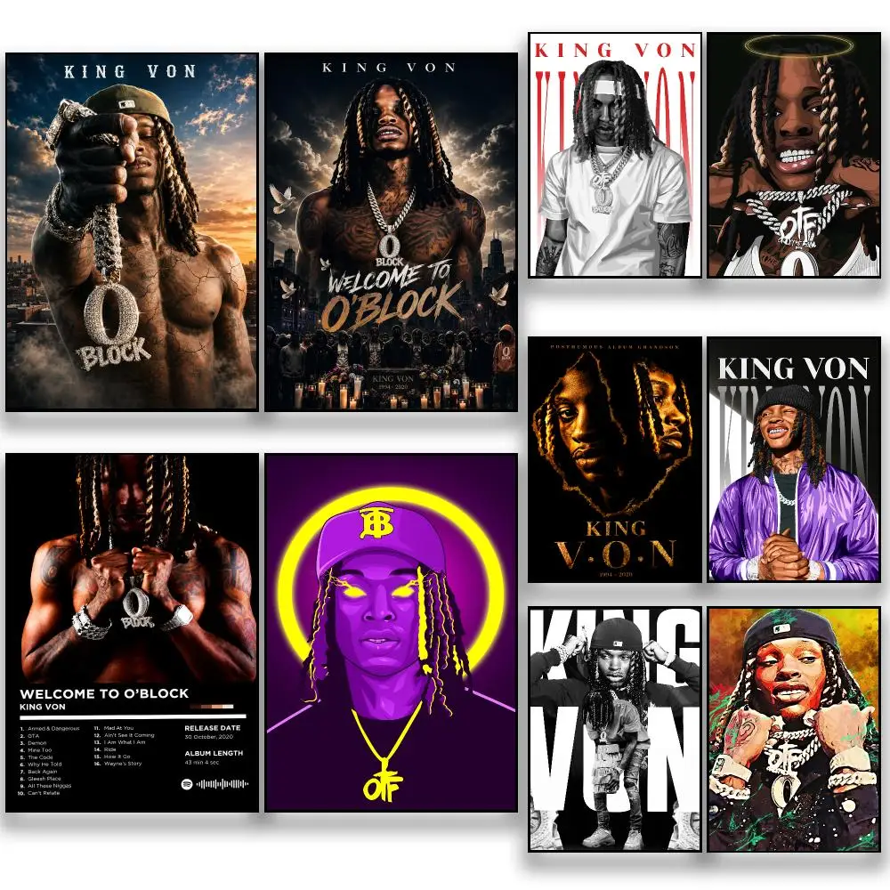 Rapper K-King Von Chicago Drill Poster HD Removable Wall Art Gift Bedroom Lounge Dorm Office Gaming Cafe Bars