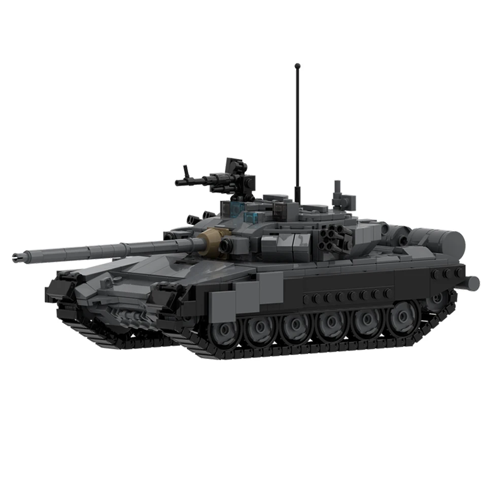 MOC 밀리터리 시리즈 T-90A 메인 배틀 탱크 브릭 모델, 하이테크 군사 기갑 자동차 빌딩 블록 세트, 어린이 장난감 선물