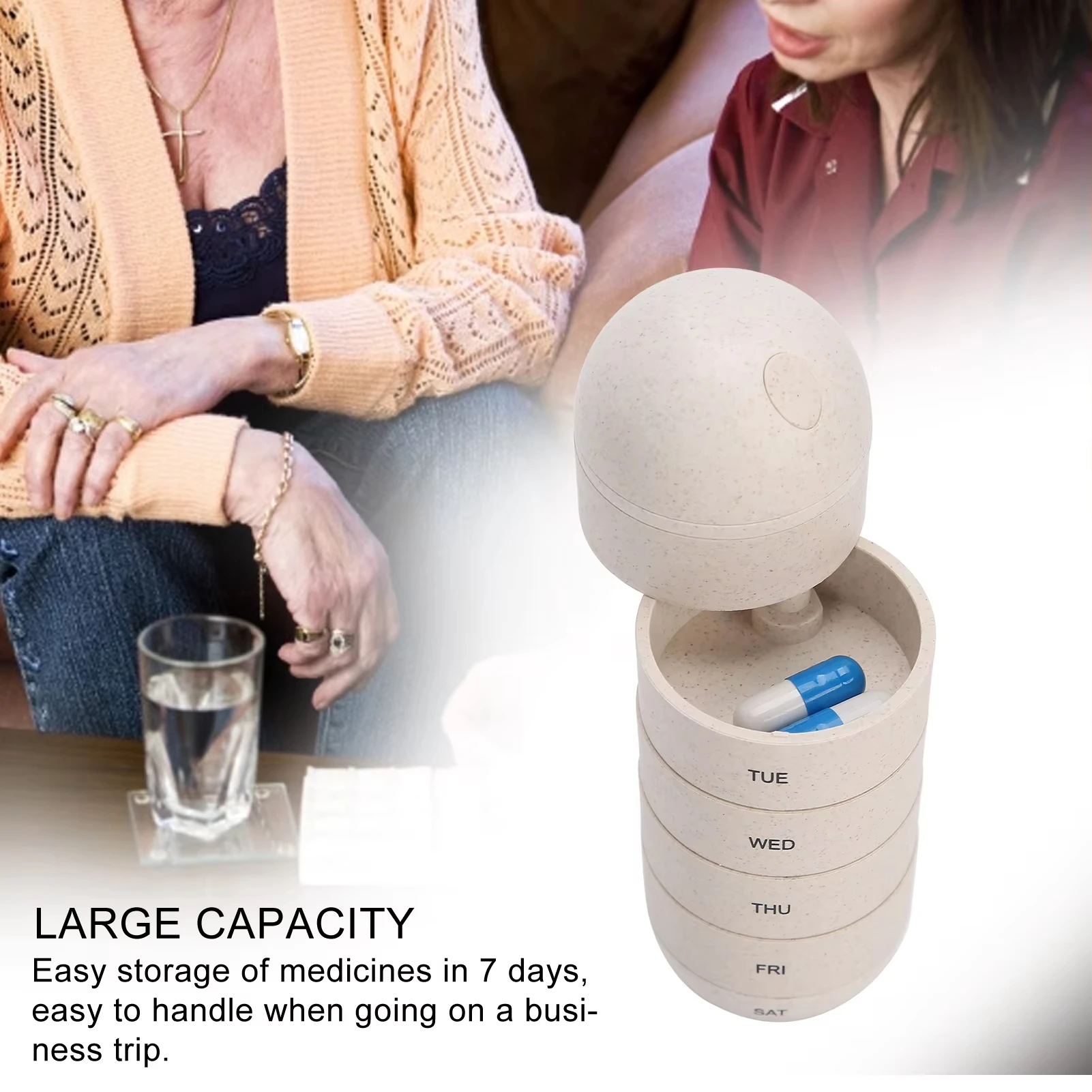 

Portable Medicine Box Container Pill Organizer 7-day Travel Pill Box Weekly Capsule shaped Medicine Box Storage Container
