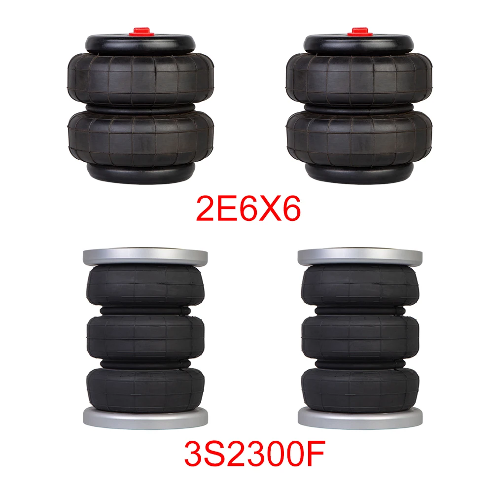 4PCS Universal 3S2300F& 2E6X6 Air Suspension Kit Bag Pneumatic Shock Absorber With Aluminium Flange