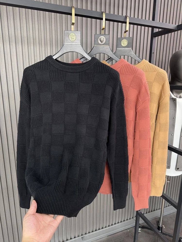 

Вязаный свитер V-Ne Thiened, американский повседневный теплый зимний мужской длинный клетчатый свитер в стиле ретро, трикотаж Thi Needle