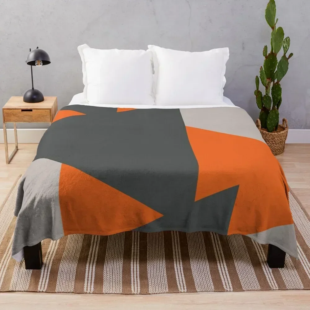 Orange and Grey Triangles Throw Blanket Sofa Quilt Polar cosplay anime Sofa Blankets