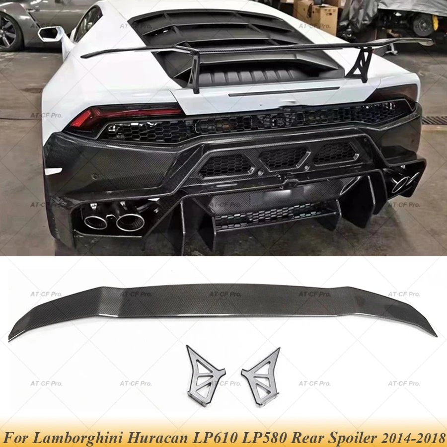 

For LP610 LP580 Real Carbon Fiber Rear Trunk Lip Wing Spoiler FRP Case For Lamborghini Huracan LP610 LP580 V Style 2014-2018