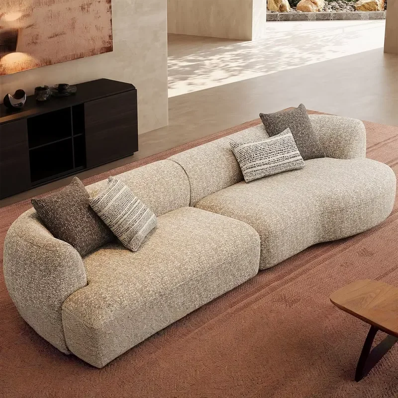 Sofa Set | Multifunctional L-shaped Fabric Premium Leather Cover | Modern Wabi-sabi Sectional High-Density Sponge Living Room