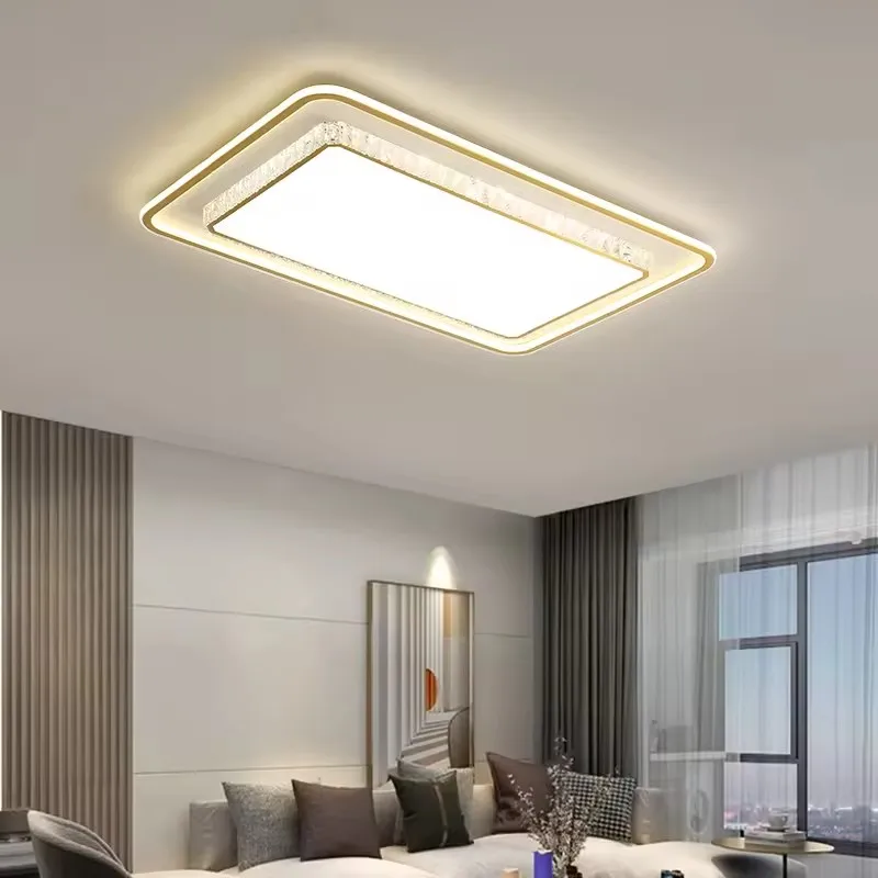 Imagem -03 - Estilo Moderno Dimmable Led Luzes de Teto para Casa Lâmpada Interior do Quarto Quadrado Acrílico Redondo Imitação de Cristal