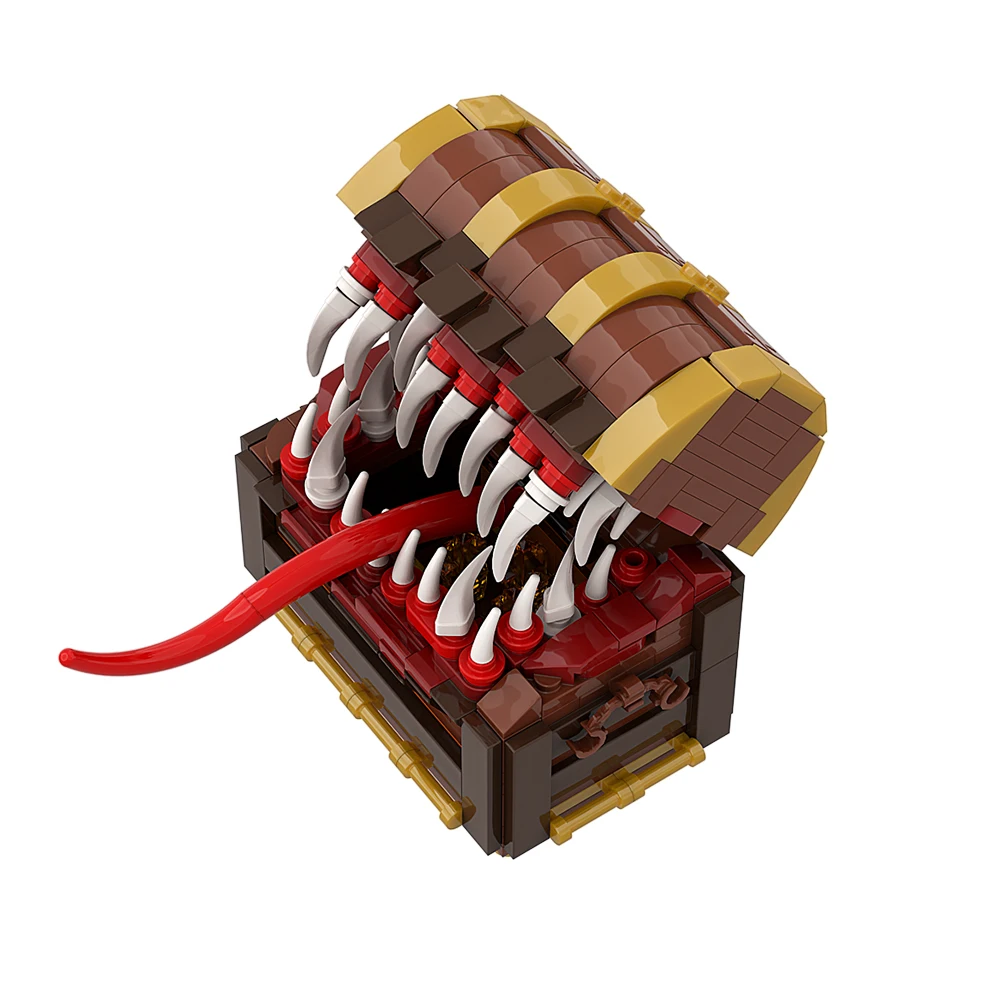 Mimic Treasure Chest Monster Bauset, legendäres Treasure Box Bausatz-Sammlungsmodell, STEM-Spielzeug für Spielfans, 329-teilig