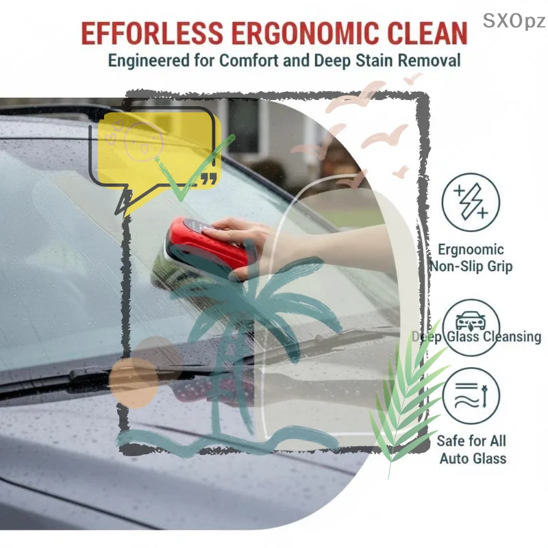 Car Glass Oil Film Cleaning Brush Effective Stain Removal Clear View Perfect For Auto Windshield Daily Car Care