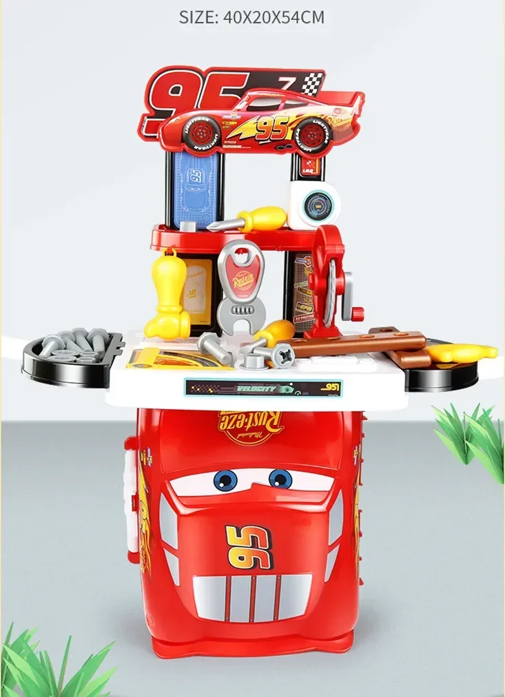 [Disney] 3 in1 Cars Lightning McQueen Toolbox Toy Set  Mickey mouse Simulated kitchen set play house set kids toys for baby gift