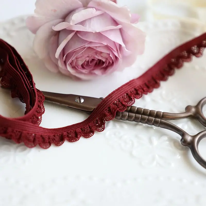 Elastisches, dehnbares Spitzenbesatzband, Nähen, Basteln, DIY-Unterwäsche, Dessous-Dekoration, 5 Yards Farben, hohe Qualität – Detail 6