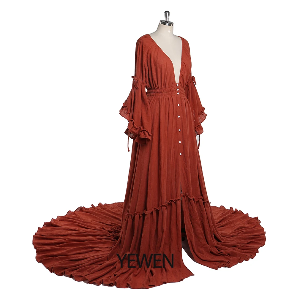 YEWEN-Robe de Soirée avec Col en V et lèvent sur le Devant, Tenue pour Séance Photo de Grossesse, Accessoire pour ixPréChristophe