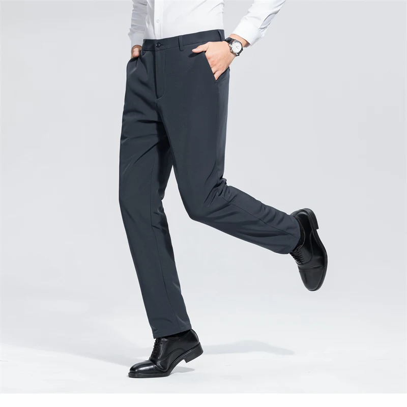 90% pantalones de traje de plumón de pato blanco para hombres de negocios 2024 pantalones cálidos acolchados gruesos de invierno pantalones térmicos rectos de correo Formal