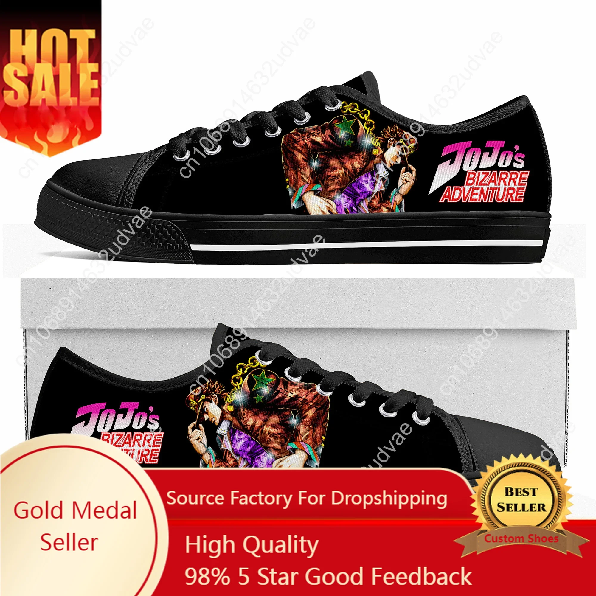 JoJos Bizarre Adventure Low Top Sneakers Mens Womens Teenager Cartoon Manga Canvas Sneaker Couple High Quality Shoes Custom Shoe