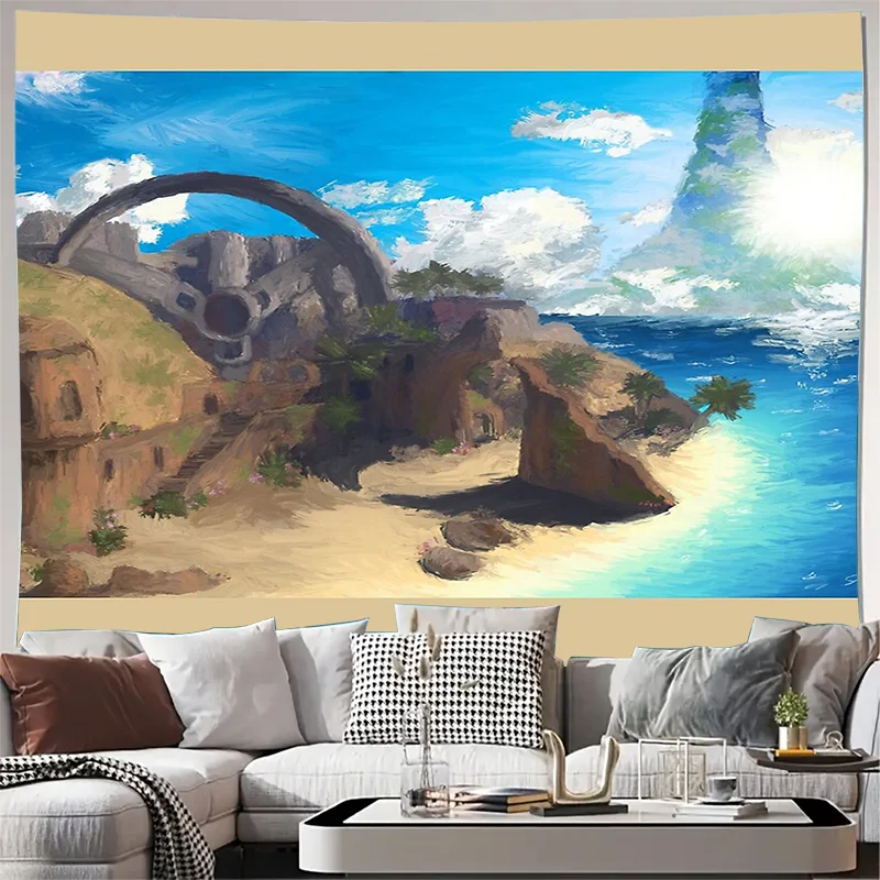 

Гобелен с океанской волной, пляжный закат, настенный подвесной природный домашний декор, эстетический фон для комнаты, прибрежный подарок