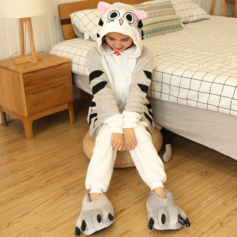 Cheese Cat Anime Cosplay Costumes Women Men Unisex Cartoon Onesie Adults Animal Jumpsuit Pajamas Sleepwear Onepiece Suits