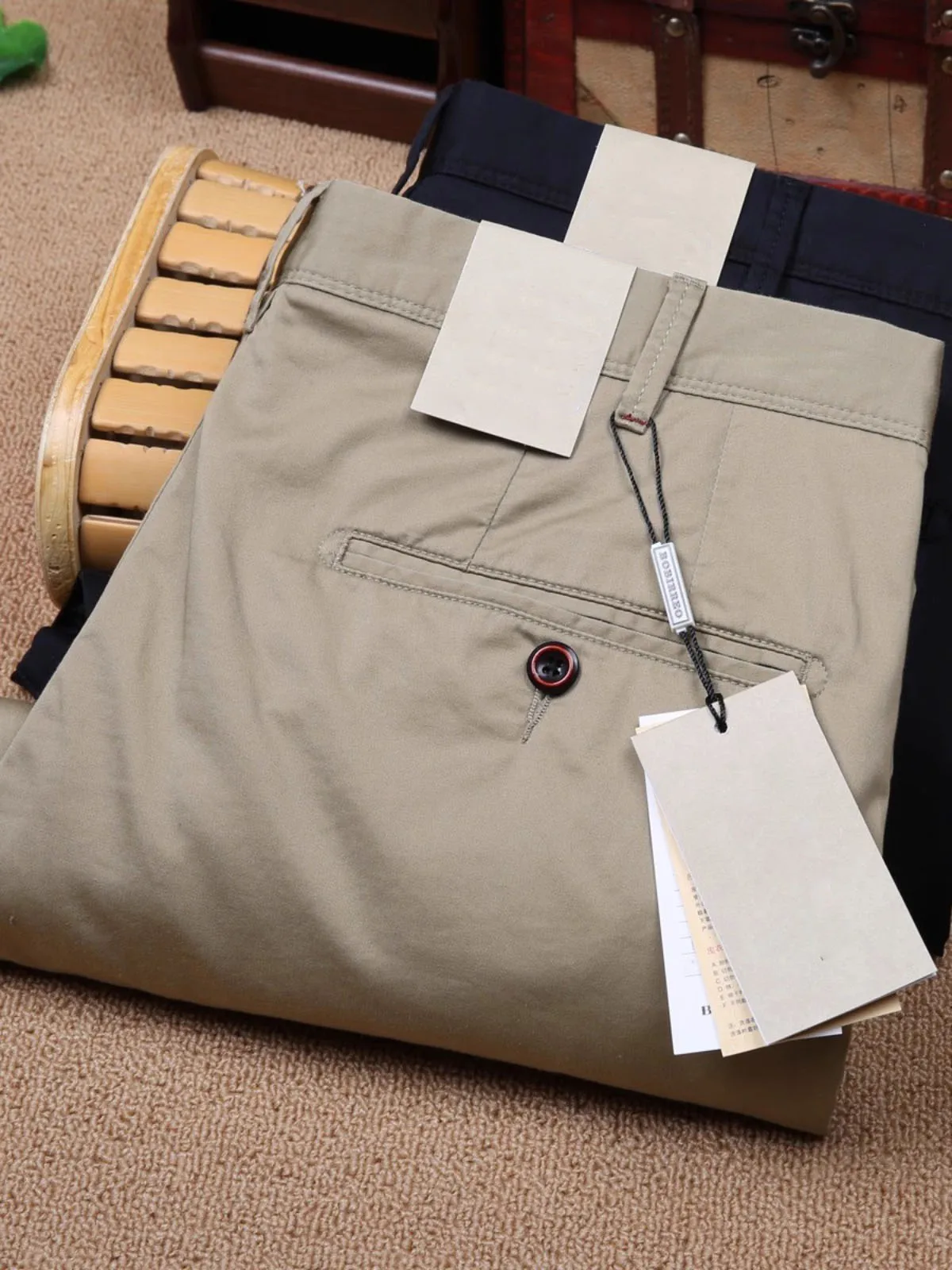 

Хлопковые мужские повседневные брюки прямого кроя цвета хаки, летние модные городские брюки со средней талией