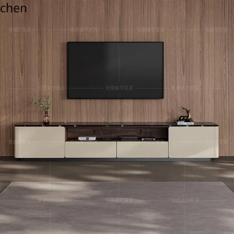 ZML Italian minimalist black natural marble living room high-end simple floor TV cabinet coffee table combination