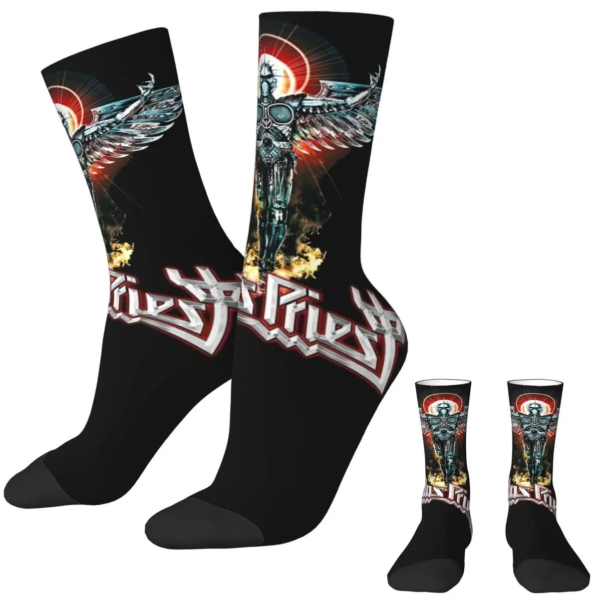 Judas Priest Socks Spring Rock Band Stockings Novelty Men's Breathable Socks Custom Climbing Anti-Slip Socks