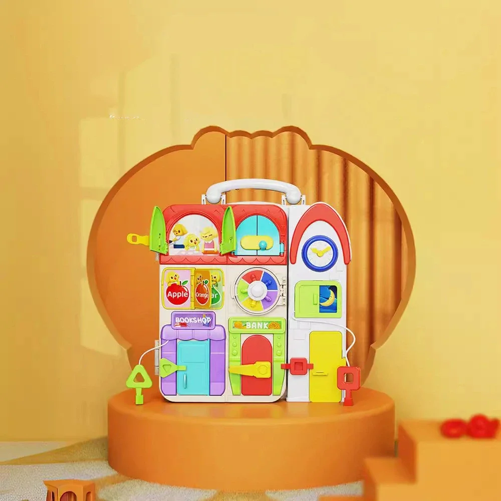 طفل مونتيسوري الحسية مشغولة المجلس-أضواء الموسيقى التبديل لعبة متعددة الوظائف السفر الأنشطة التعليمية المبكرة لعب لعبة للأطفال #6