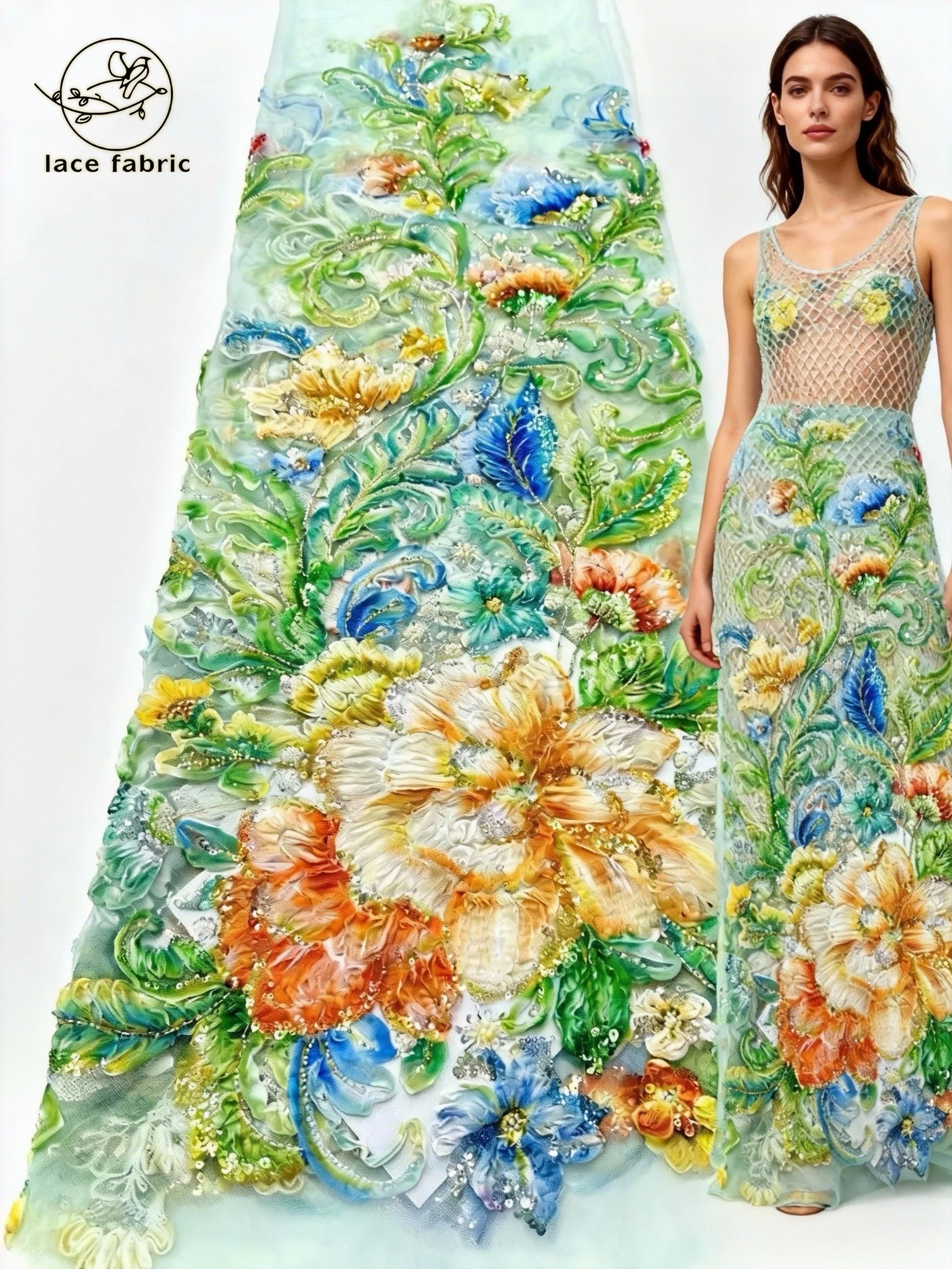 

Роскошная Тюлевая кружевная ткань с блестками, африканская шифоновая кружевная ткань, 5 ярдов, высокое качество, 2026, вышитая бисером кружевная ткань для шитья