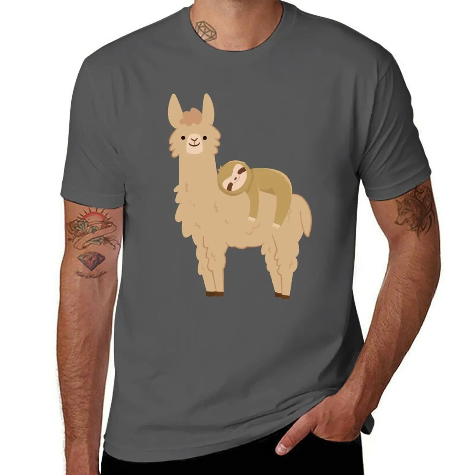 

Adorable Sloth Relaxing on a Llama Funny Llama Sloth T-Shirt oversized graphic tee custom shirt men graphic t shirts