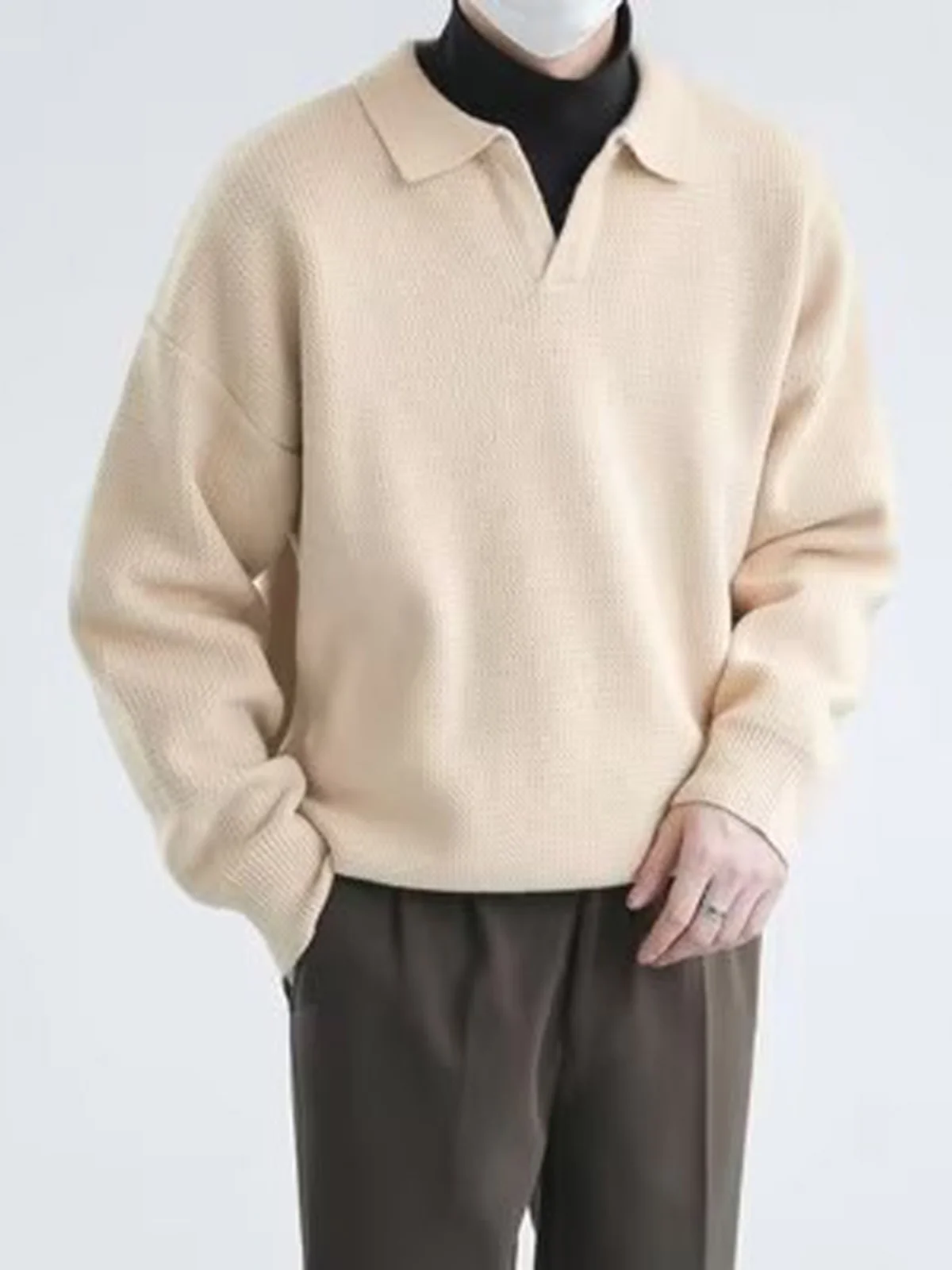 

Мужской приталенный вязаный свитер с длинным рукавом и V-образным вырезом, в американском стиле, в полоску, для осени и весны, повседневная одежда