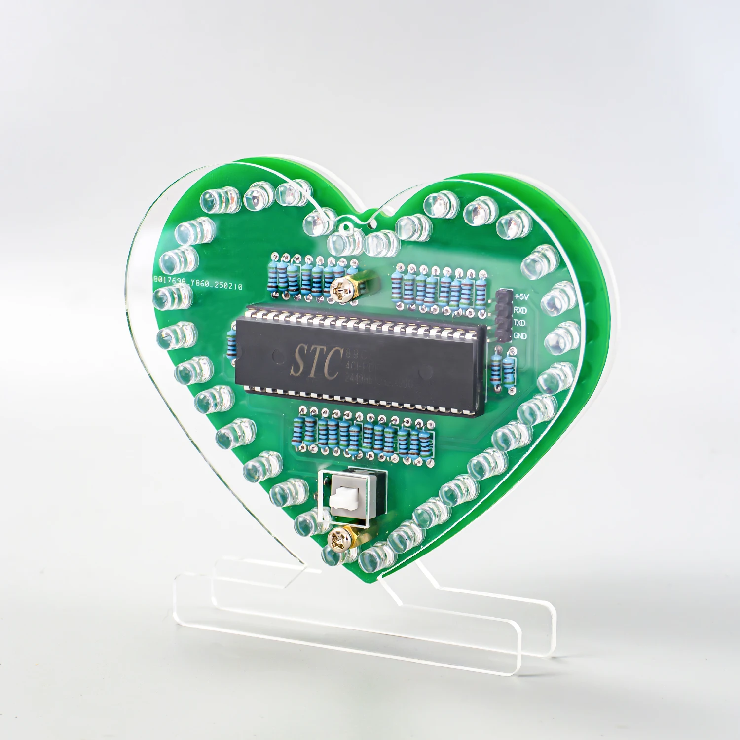 DIY Microcontroller Heart-shaped Flowing Lights Kit Seven-colour Dazzle LED Blinking Lights Electronic Soldering Circuit