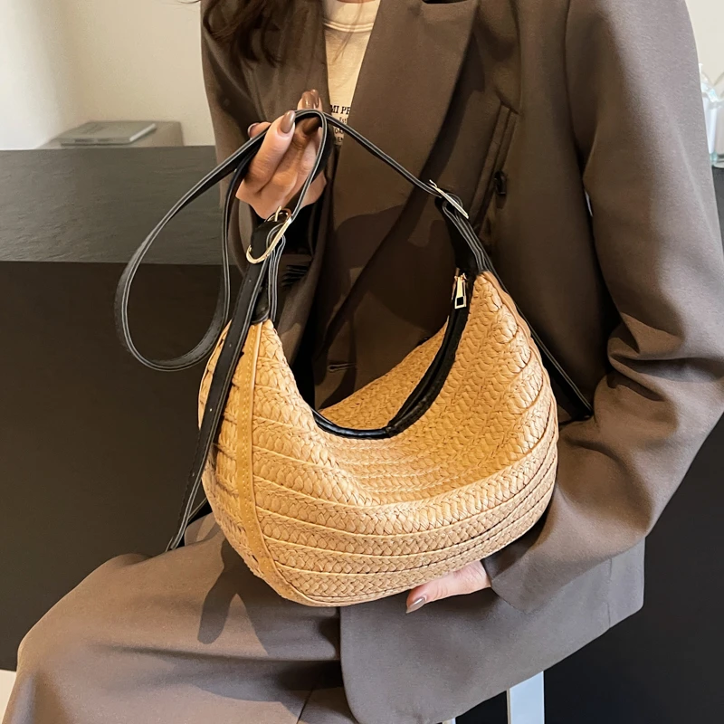 2024 New Beach Straw Handbags and Purses Weave Tote Bag Female Underarm satchel Shoulder Bags for Women Travel Shopping Bags