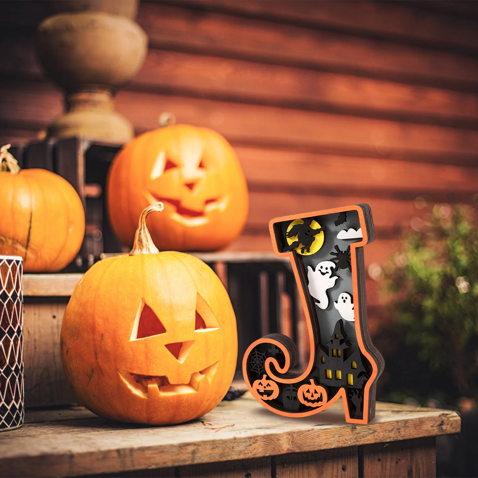 ไฟตกแต่งฮาโลวีน LED รูปทรงไม้ ดีไซน์สร้างสรรค์ สำหรับเทศกาล Trick or Treat โคมไฟตั้งโต๊ะ ของตกแต่งเรืองแสง