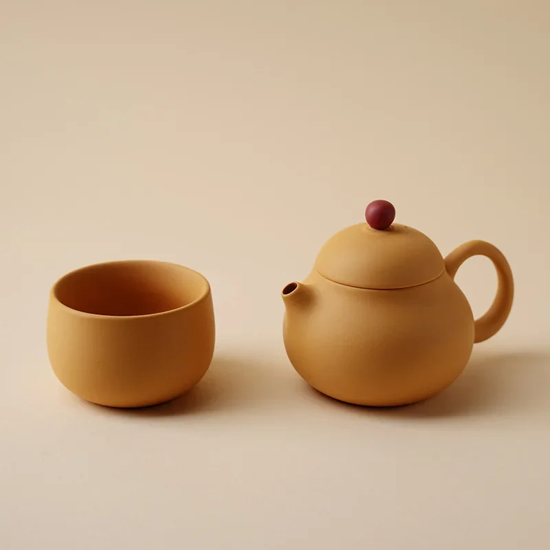90ml Luxury Yixing Purple Clay Teapots Handmade Stone Scoop Pot Raw Ore Section Mud Tea Making Kettle With Filter Zisha Tea Set