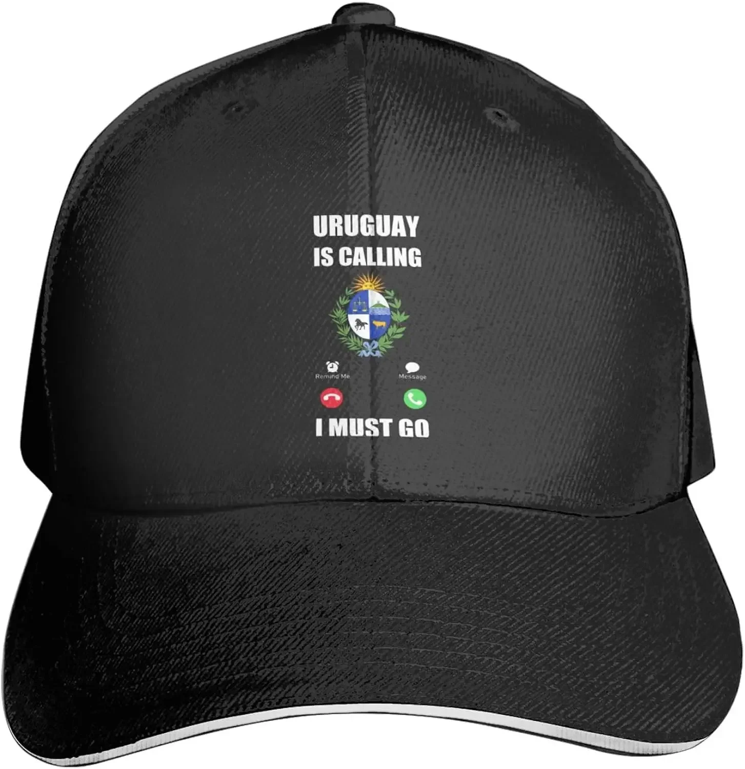 Uruguay is Calling I Must Go Premium Adjustable Baseball Cap for Men and Women - Outdoor Sports, Sun Protection Black