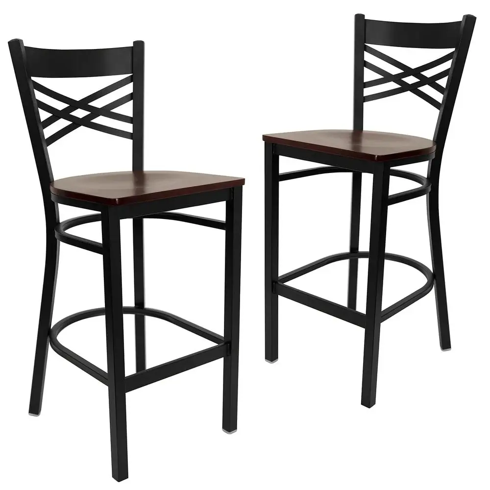 

West Furniture CFSOAKC Cafe Counter Height Barstools Linen Fabric Upholstered Wooden Chairs, Set of 2, Oak
