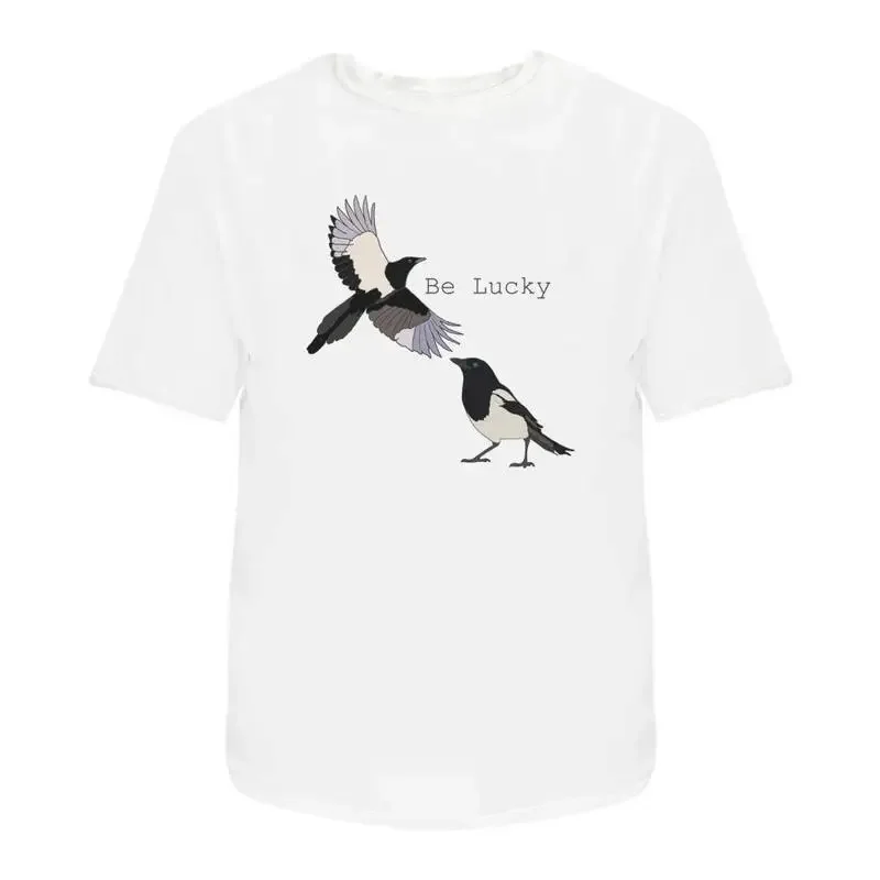 Two Magpies Be Lucky ' Cotton T Shirt Ta046590